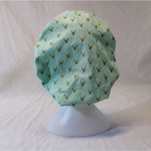 Mint & Gold Deer Bouffant Surgical Dental Scrub Cap Chemo Hat